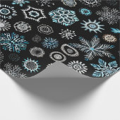 Feestelijke Wrap Wonderland 'Blauwe Sneeuwvlokken  Cadeaupapier (Hoek)
