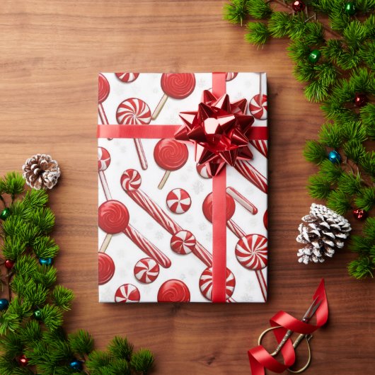 Feestelijke Wrap Wonderland 'Candy Canes & Lollipo Cadeaupapier (Feestdagen Geschenken)