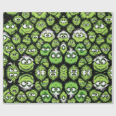 Feestelijke Wrap Wonderland 'Groene Kerstmonster' Cadeaupapier (Vlak)