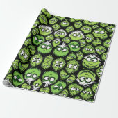 Feestelijke Wrap Wonderland 'Groene Kerstmonster' Cadeaupapier (Uitgerold)