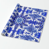 Feestelijke Wrap Wonderland 'Royal Blue' Cadeaupapier (Uitgerold)