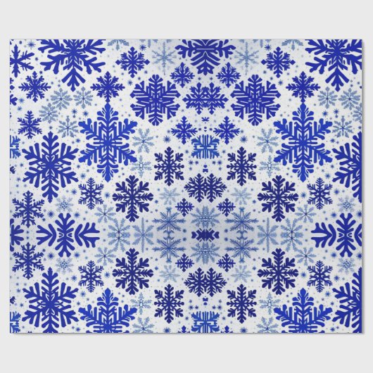 Feestelijke Wrap Wonderland 'Royal Blue Sneeuwvlok Cadeaupapier (Vlak)