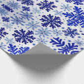 Feestelijke Wrap Wonderland 'Royal Blue Sneeuwvlok Cadeaupapier (Hoek)