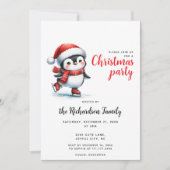 Feestelijke Xmas Schattigee Penguin Schaatsen Kers Kaart (Voorkant)