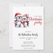 Feestelijke Xmas Schattigee schaatspinguïns Kerst Kaart (Voorkant)