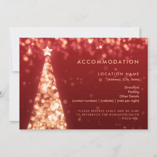 Feestelijke Xmas Tree Gold Red Wedding Details Kaa Kaart (Achterkant)