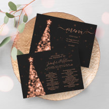 Feestelijke Xmas Tree Roos Gold Wedding Menu Progr