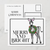 feestelijke Zebra | rode groene borstkreep Briefkaart (Voorkant / Achterkant)