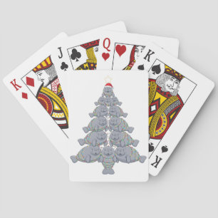 Feestelijke Zeekoe Kerstboom met Magische Oceaan  Pokerkaarten