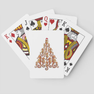 Feestelijke Zeepaardje met een Kerstmanhoed voor e Pokerkaarten