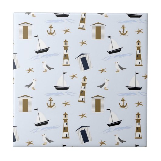 Feestelijke Zeeprent Tegeltje (Voorkant)