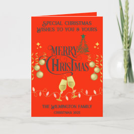 Feestelijke zeer vrolijke familie kerst vouwen kaart