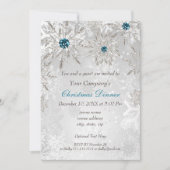 Feestelijke zilveren aqua feestelijke uitnodiging (Voorkant)