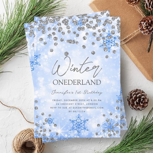 Feestelijke Zilveren Blauwe Winter ONEDERLAND 1e V Kaart
