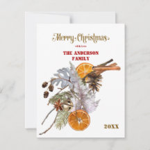 Feestelijke Zilveren en Oranje Kerst Kaart