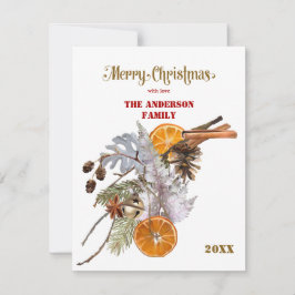 Feestelijke Zilveren en Oranje Kerst Kaart