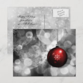 Feestelijke zilveren en rode Holiday Corporate Bri Feestdagenkaart (Voorkant / Achterkant)