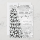 Feestelijke Zilveren Kerstboom Bedrijfsvakantie Kaart (Voorkant)