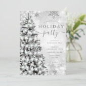 Feestelijke Zilveren Kerstboom Bedrijfsvakantie Kaart (Staand voorkant)