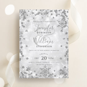 Feestelijke zilveren SPARKLE Elegante Winter Weddi Kaart