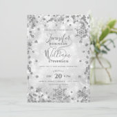 Feestelijke zilveren SPARKLE Elegante Winter Weddi Kaart (Staand voorkant)