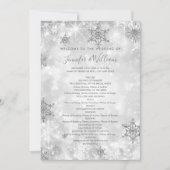 Feestelijke Zilveren Winter Wedding Menu Programma (Voorkant)