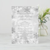 Feestelijke Zilveren Winter Wedding Menu Programma (Staand voorkant)