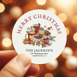 Feestelijke Zoete Traktaties Kerst Retouradres Ronde Sticker