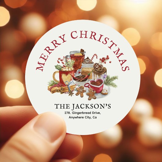 Feestelijke Zoete Traktaties Kerst Retouradres Ronde Sticker