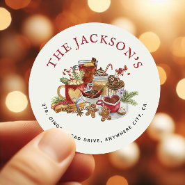 Feestelijke Zoete Traktaties Kerst Retouradres Ronde Sticker