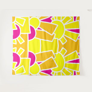 Feestelijke Zon Doodle Kunst 42 Wandkleed