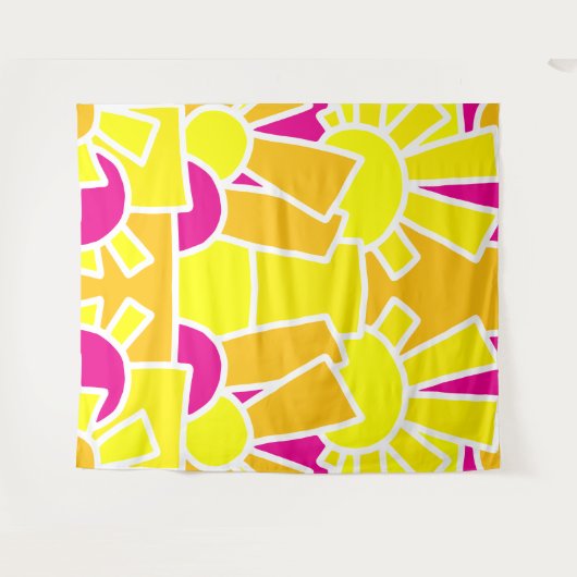 Feestelijke Zon Doodle Kunst 42 Wandkleed (Voorkant (horizontaal))