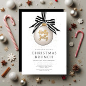 Feestelijke zwart-wit gouden kerstbrunch kaart