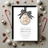 Feestelijke zwart-wit gouden vakantie brunch kaart