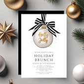 Feestelijke zwart-wit gouden vakantie brunch kaart