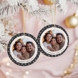Feestelijke zwart-witte Scandinavische tweezijdige Keramisch Ornament
