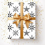 Feestelijke zwart-witte sneeuwvlok Kerstmis Cadeaupapier