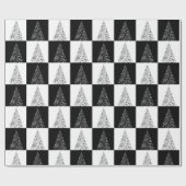 Feestelijke Zwarte en Witte Kerstboom Cadeau Cadeaupapier (Vlak)
