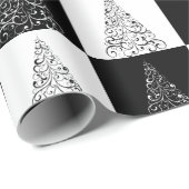 Feestelijke Zwarte en Witte Kerstboom Cadeau Cadeaupapier (Rol Hoek)