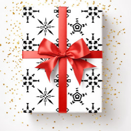 Feestelijke Zwarte En Witte Sneeuwvlok Kerstmis Cadeaupapier