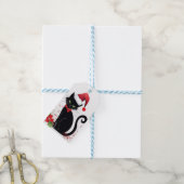 Feestelijke zwarte kat cadeaulabel (Met Touw)
