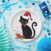 Feestelijke zwarte kat papieren bordje (Feest)