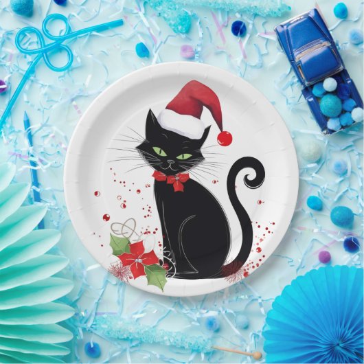Feestelijke zwarte kat papieren bordje (Feest)