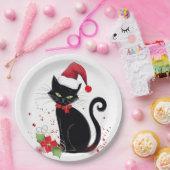Feestelijke zwarte kat papieren bordje (Feest)