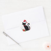 Feestelijke zwarte kat ronde sticker (Envelop)
