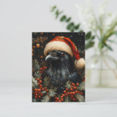 Feestelijke Zwarte Kerst Vogel Briefkaart (Staand voorkant)