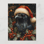 Feestelijke Zwarte Kerst Vogel Briefkaart (Voorkant)