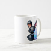 Feestelijke zwarte konijnenhouderij versierd ei koffiemok (Voorkant rechts)