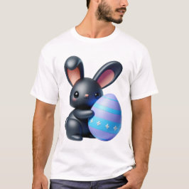Feestelijke zwarte konijnenhouderij versierd ei t-shirt
