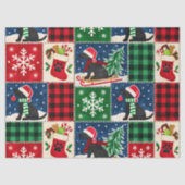Feestelijke Zwarte Lab Kerst Patchwork Dekbed Tissuepapier (Voorkant)